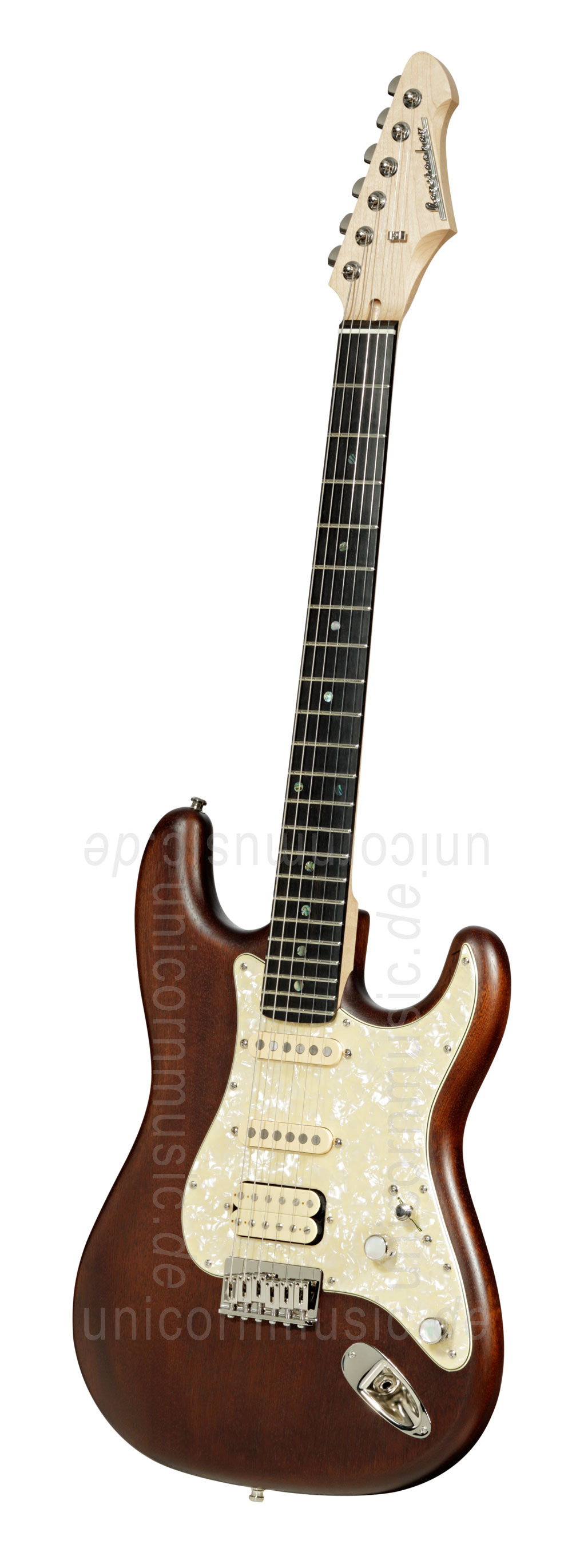 zur Artikelbeschreibung / Preis E-Gitarre BERSTECHER Deluxe - Old Whisky / Cream Perloid + Koffer - made in Germany