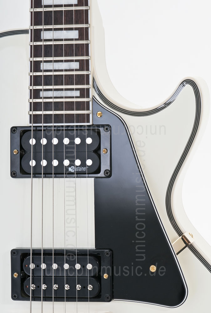 zur Artikelbeschreibung / Preis E-Gitarre BURNY RLC 95S SW Snow White + Sustainer