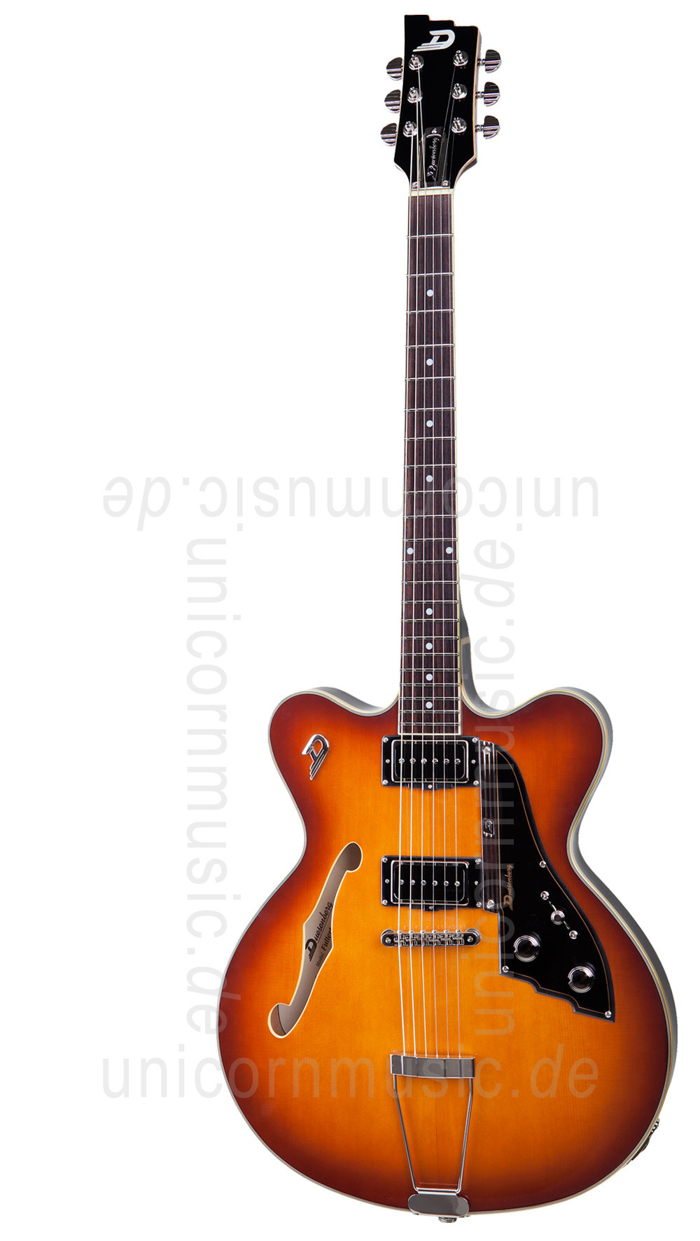 zur Artikelbeschreibung / Preis E-Gitarre DUESENBERG FULLERTON HOLLOW Series - Vintage Burst + Custom Line Case