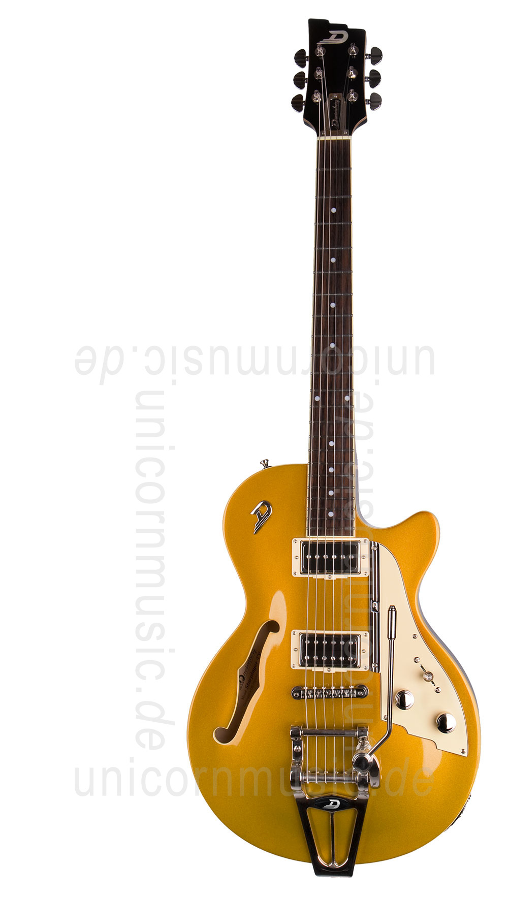 zur Artikelbeschreibung / Preis E-Gitarre DUESENBERG STARPLAYER TV - Gold Top + Custom Line Case