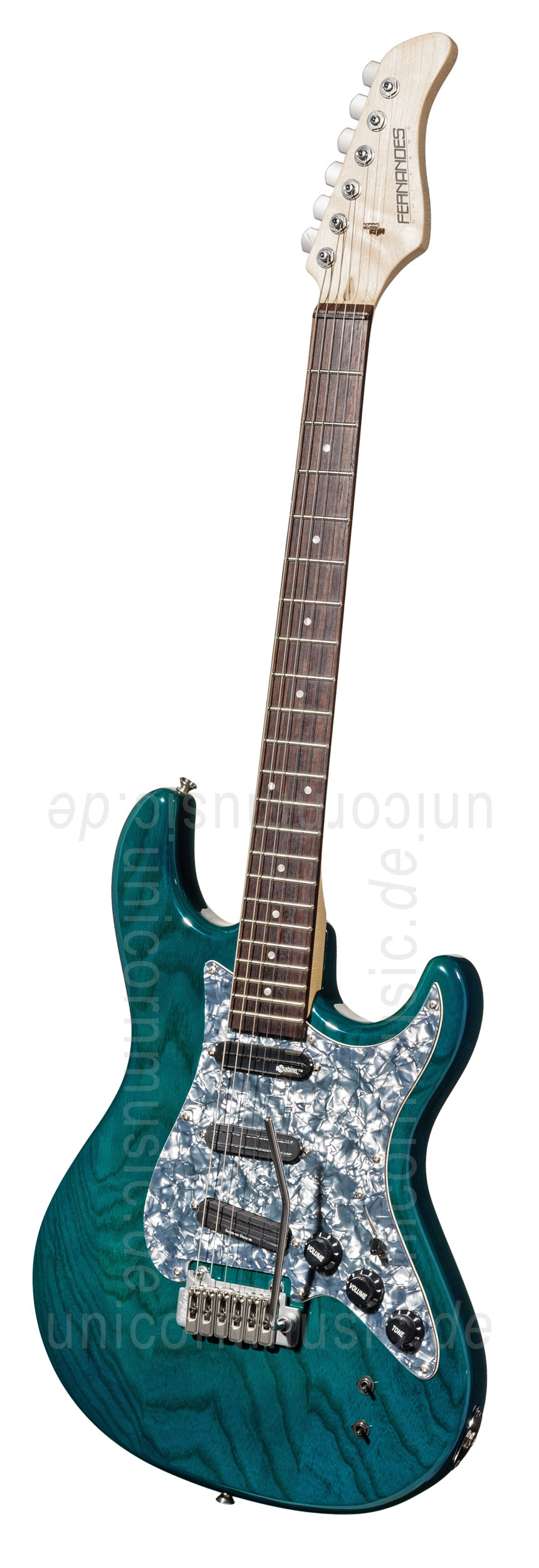 zur Artikelbeschreibung / Preis E-Gitarre FERNANDES RETROROCKET ELITE 2007 - See Thru Blue - Sustainer + Koffer