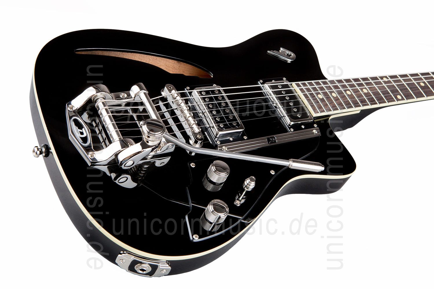 zur Artikelbeschreibung / Preis E-Gitarre DUESENBERG CARIBOU - Black - Tremolo 
