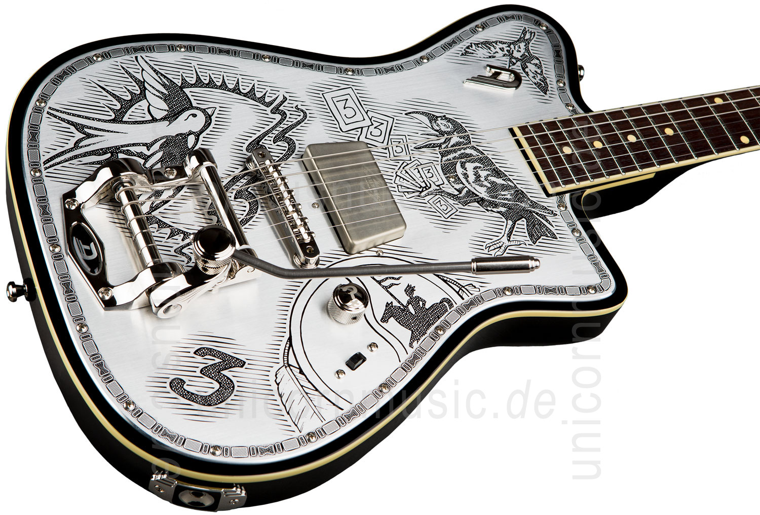 zur Artikelbeschreibung / Preis E-Gitarre DUESENBERG JOHNNY DEPP Alliance Series - Black - Tremolo + Custom Line Case