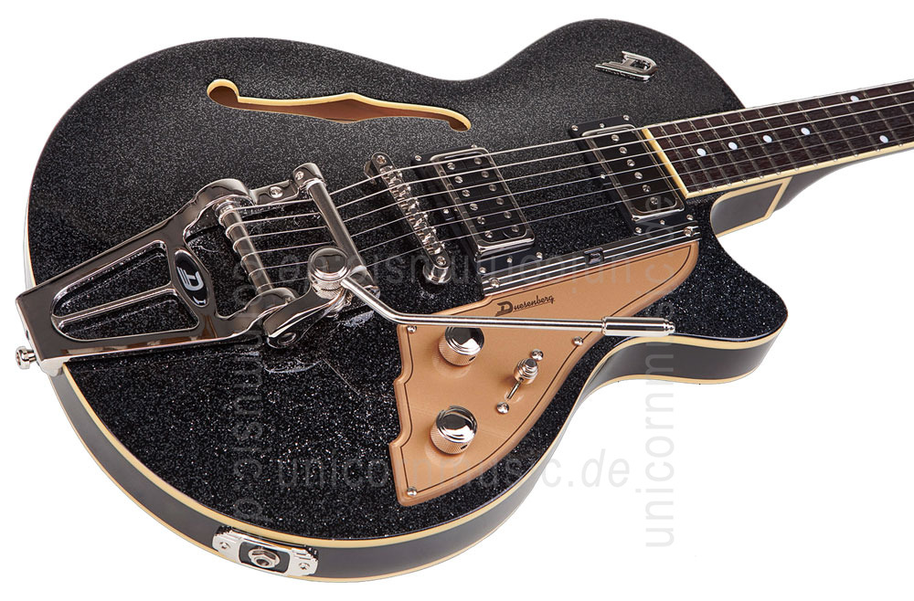 zur Artikelbeschreibung / Preis E-Gitarre DUESENBERG STARPLAYER TV - Black Sparkle + Custom Line Case