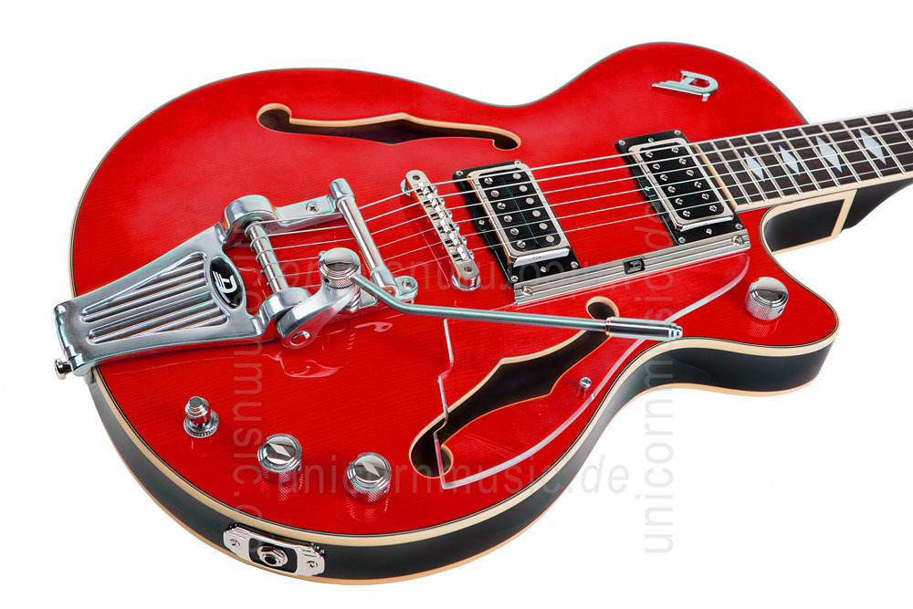 zur Artikelbeschreibung / Preis E-Gitarre DUESENBERG STARPLAYER TV DELUXE - Crimson Red + Custom Line Case