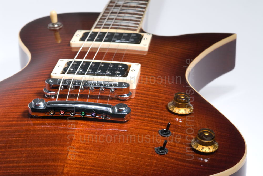 zur Artikelbeschreibung / Preis E-Gitarre FERNANDES RAVELLE ELITE - Dark Amber - Sustainer + Koffer