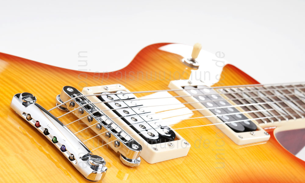 zur Artikelbeschreibung / Preis E-Gitarre FERNANDES RAVELLE ELITE - Honeyburst - Sustainer + Koffer
