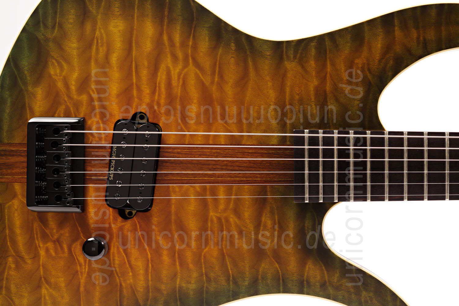 zur Artikelbeschreibung / Preis E-Gitarre MGH GUITARS Blizzard Beast Deluxe - green amber burst  - made in Germany