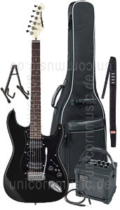 zur Detailansicht E-Gitarren Set ARIA STG-005 in schwarz + Roland Micro Cube + Tasche + Gurt + Kabel + Ständer