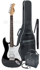 zur Detailansicht E-Gitarren Set VINEJARD ST-21 schwarz + Roland Micro Cube GX + Tasche + Gurt + Kabel + Ständer + Plektrum