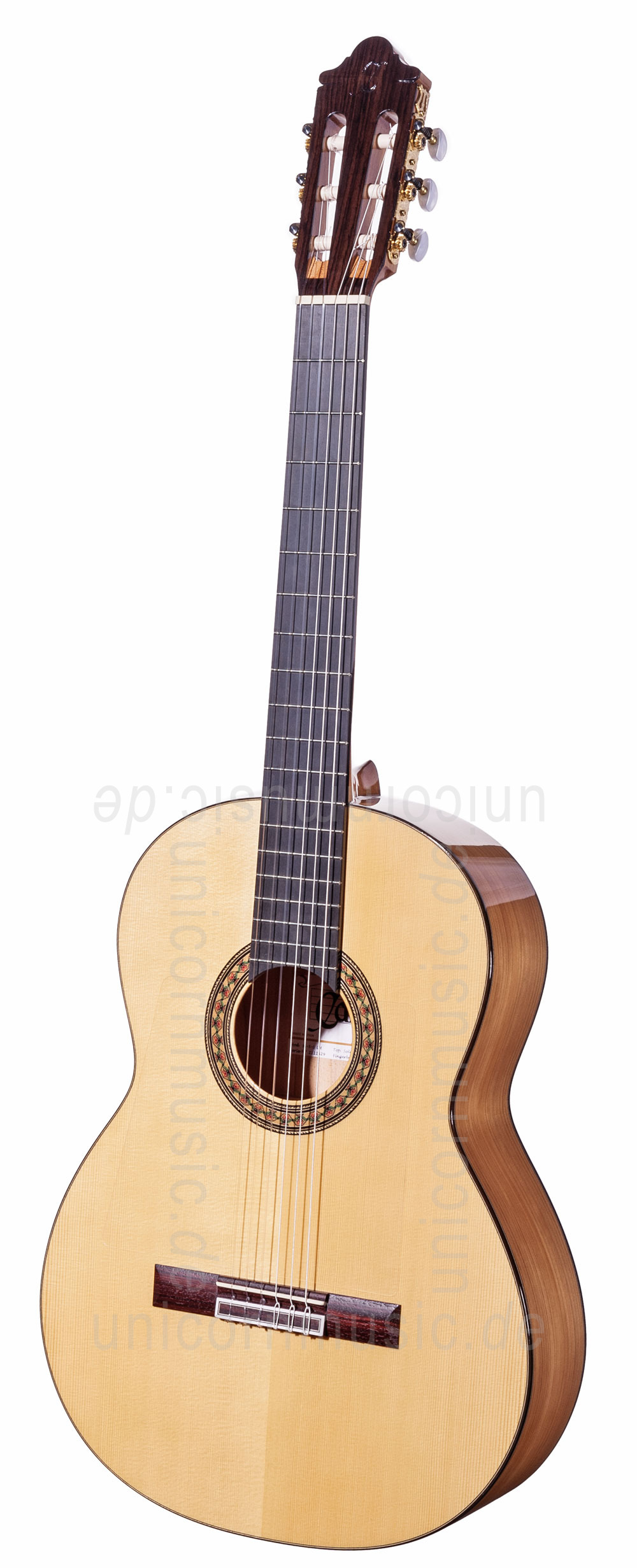 zur Artikelbeschreibung / Preis Spanische Flamencogitarre CAMPS M5-S-LH (blanca) - Linkshänder Version - massive Fichtendecke - Sandelholz