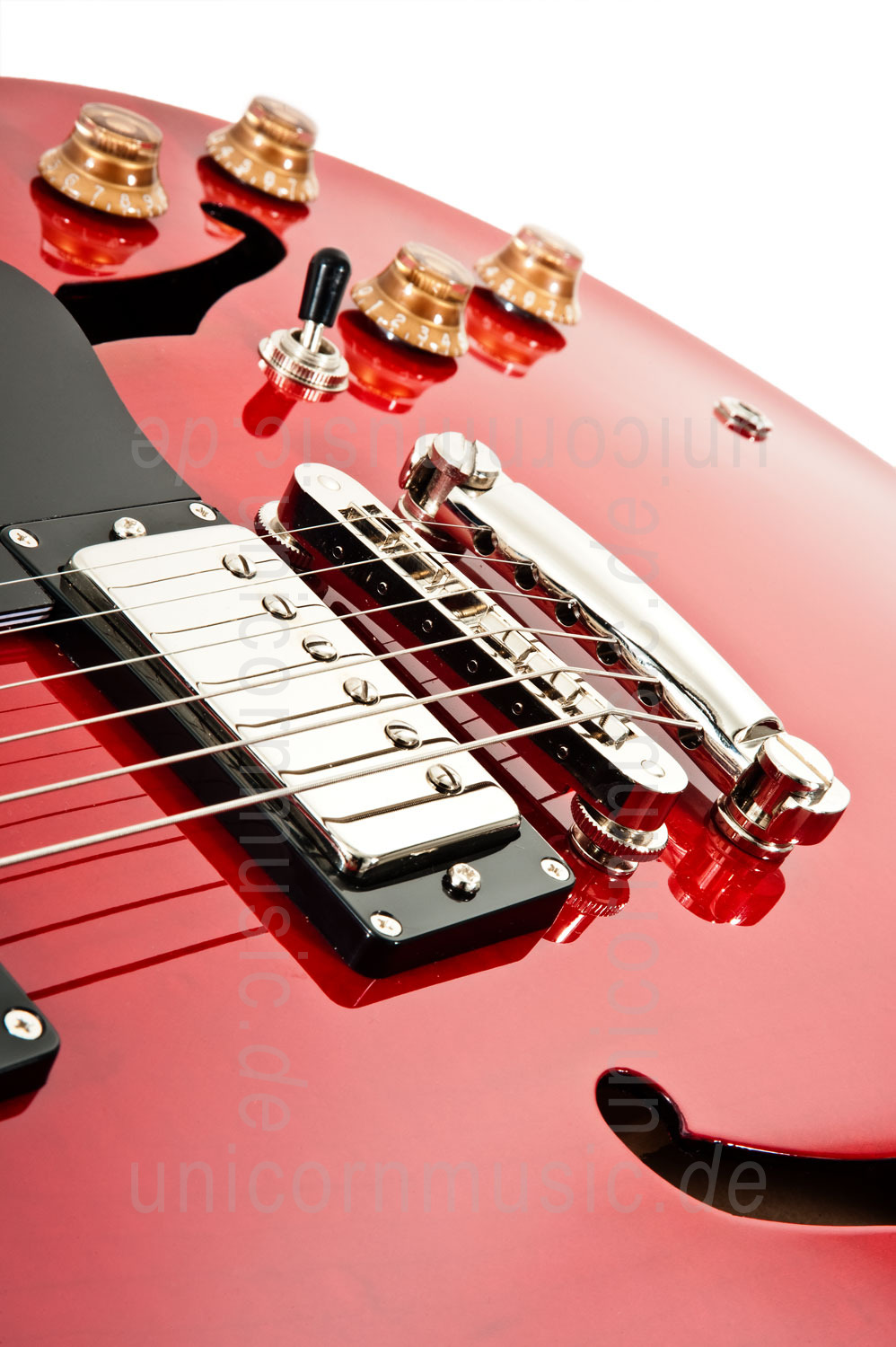zur Artikelbeschreibung / Preis Halbresonanz Jazz-Gitarre BURNY RSA-75-CR CHERRY RED + original Koffer