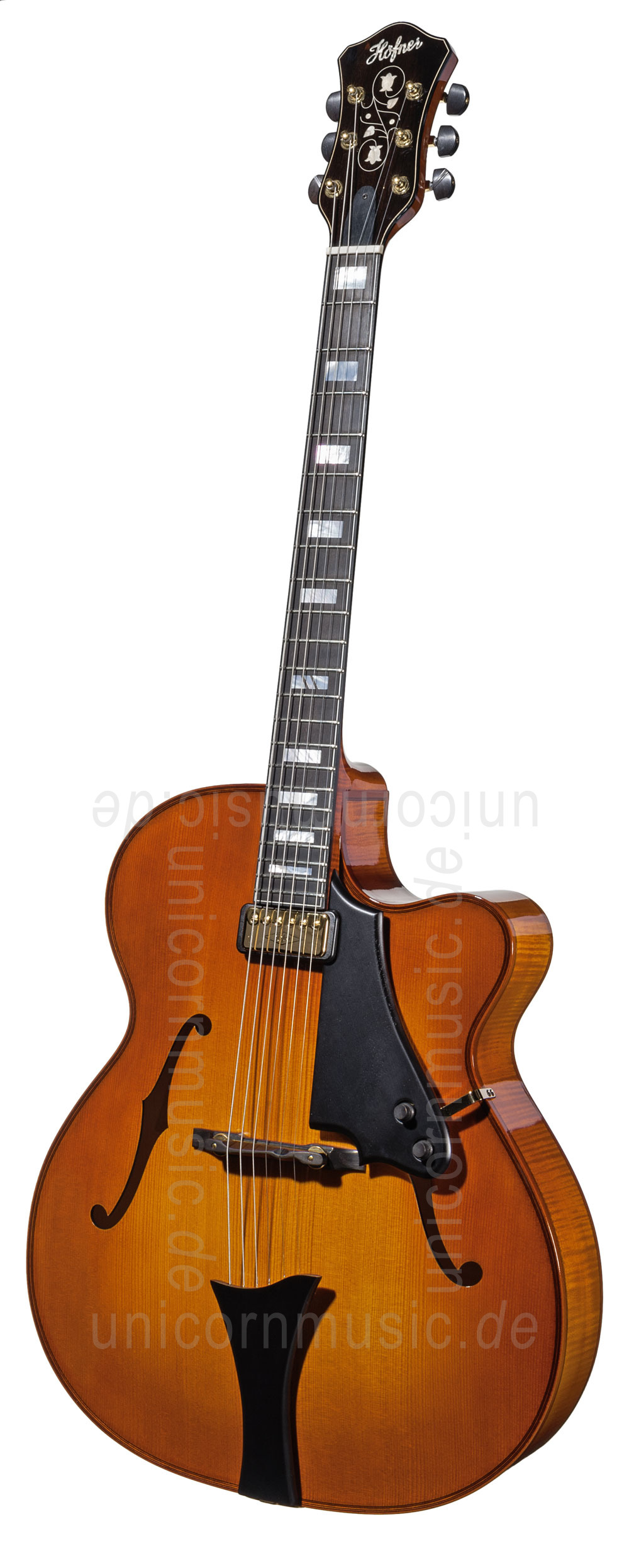 zur Artikelbeschreibung / Preis Vollresonanz Jazz-Gitarre HÖFNER CHANCELLOR HC-V-0 Gold Label + Koffer - Schellack - vollmassiv