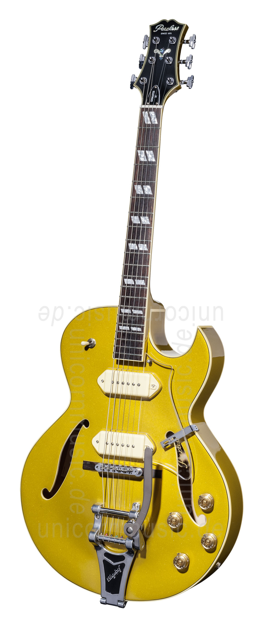 zur Artikelbeschreibung / Preis Vollresonanz Jazz-Gitarre - PEERLESS GIGMASTER SC GOLD + Koffer