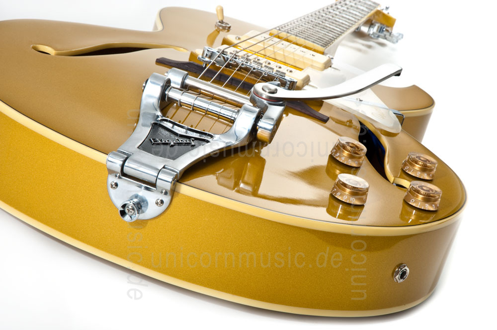 zur Artikelbeschreibung / Preis Vollresonanz Jazz-Gitarre - PEERLESS GIGMASTER SC GOLD + Koffer
