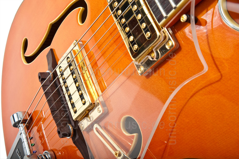zur Artikelbeschreibung / Preis Vollresonanz Jazz-Gitarre - PEERLESS TONEMASTER PLAYER Orange + Koffer
