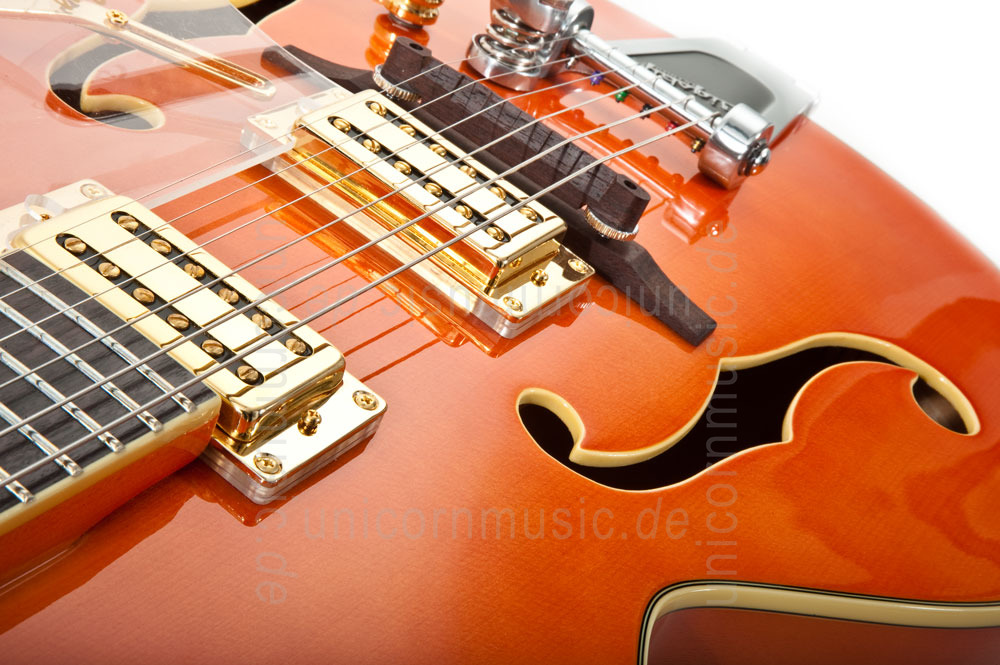 zur Artikelbeschreibung / Preis Vollresonanz Jazz-Gitarre - PEERLESS TONEMASTER PLAYER Orange + Koffer