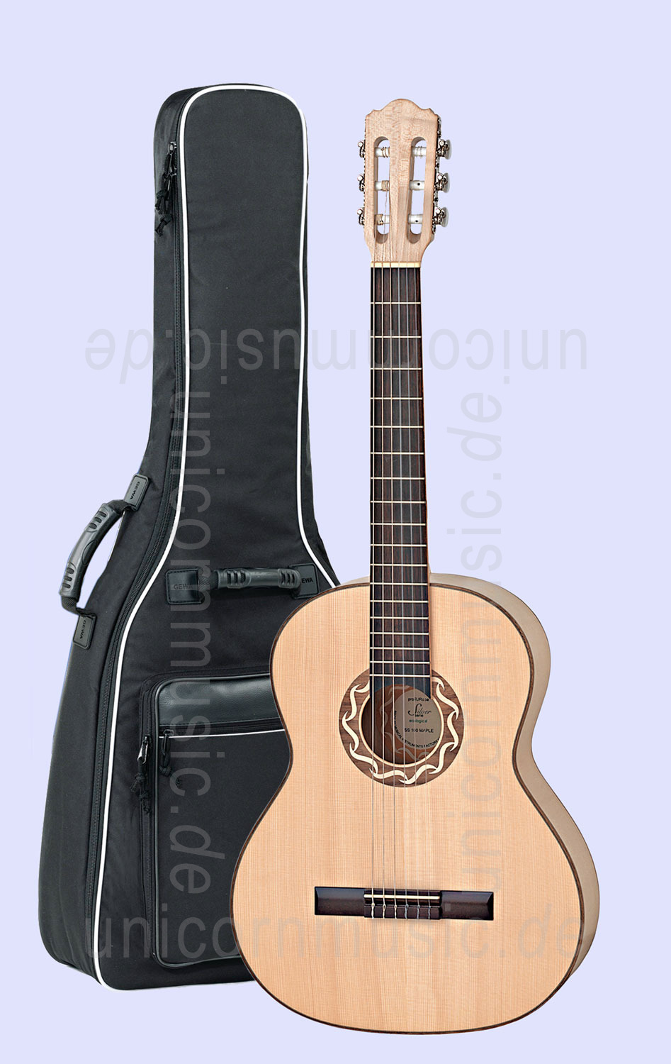 zur Artikelbeschreibung / Preis Kindergitarre 3/4 - PRO NATURA Silver Series - Massive Decke - Kirsche Zargen/Boden