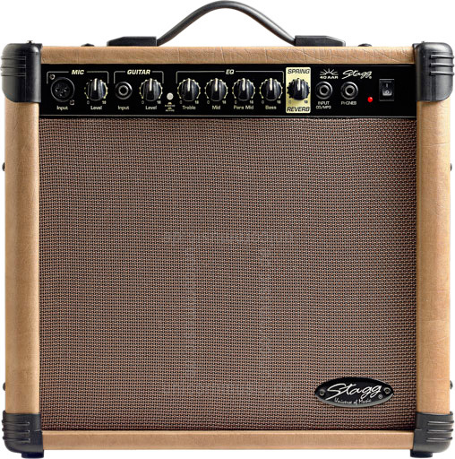 zur Artikelbeschreibung / Preis Akustikgitarrenverstärker STAGG 40 AA R EU