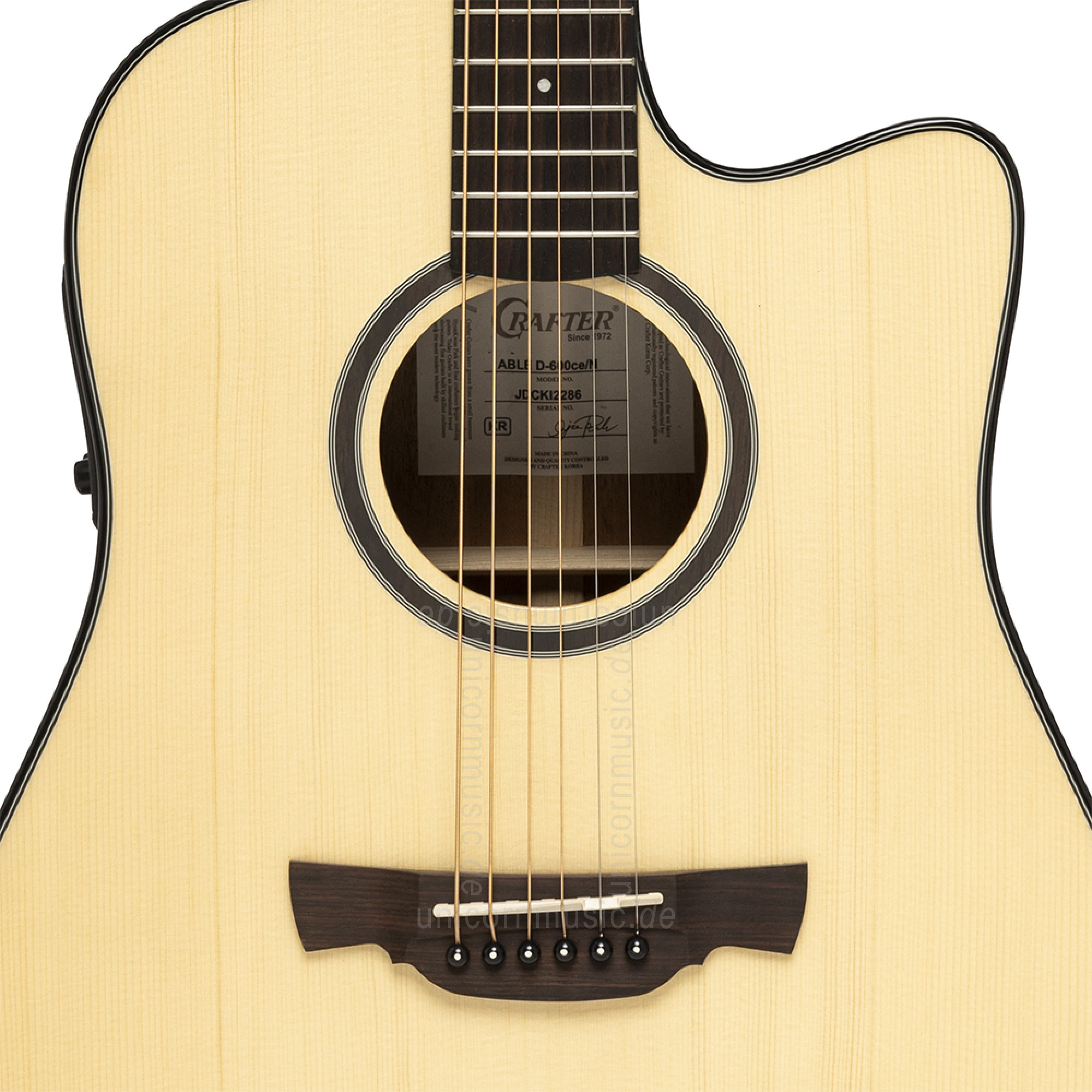 zur Artikelbeschreibung / Preis Western-Gitarre - CRAFTER Able 600CE N - Dreadnought - massive Fichtendecke