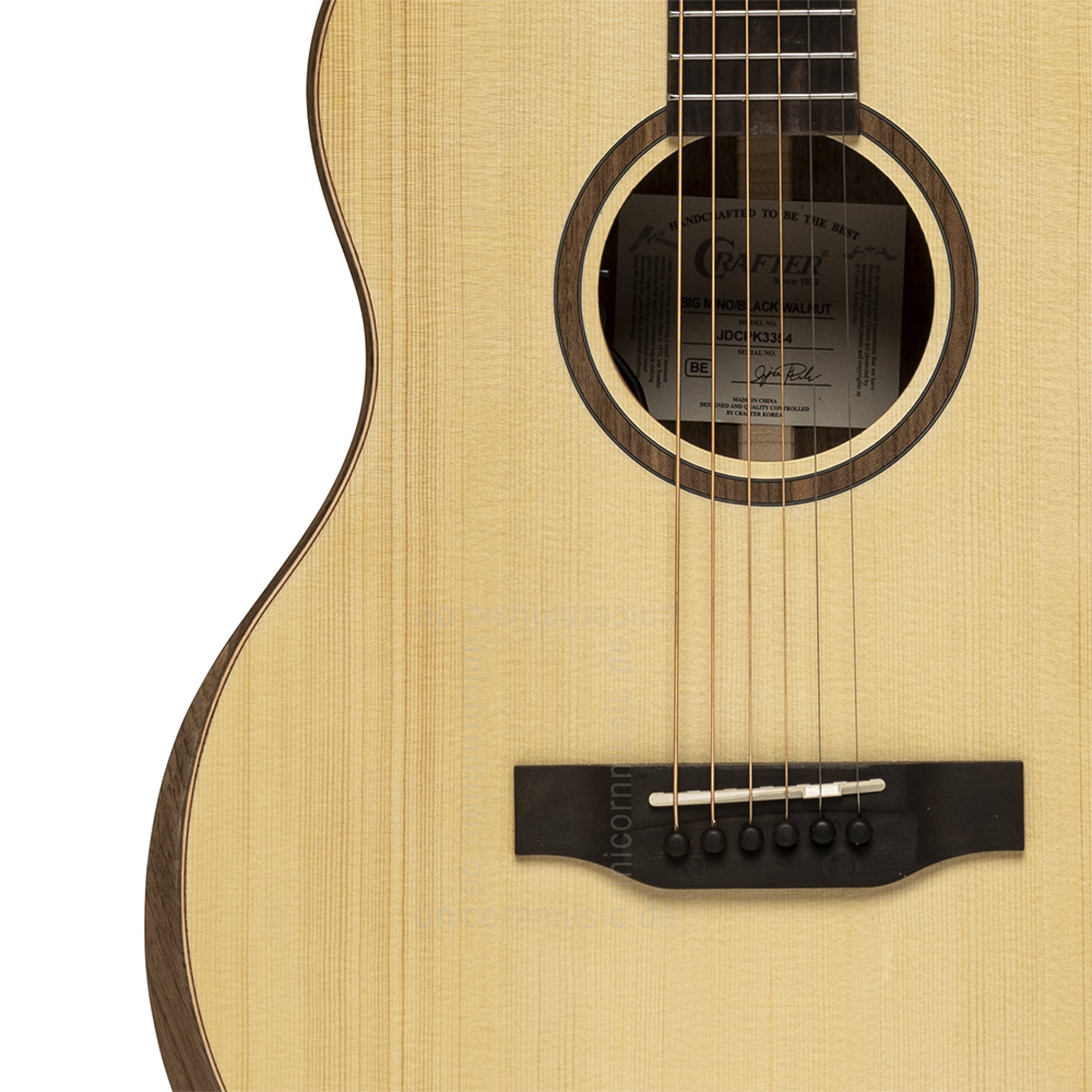 zur Artikelbeschreibung / Preis Western-Gitarre - CRAFTER BIG MINO BK WLN - massive Fichtendecke