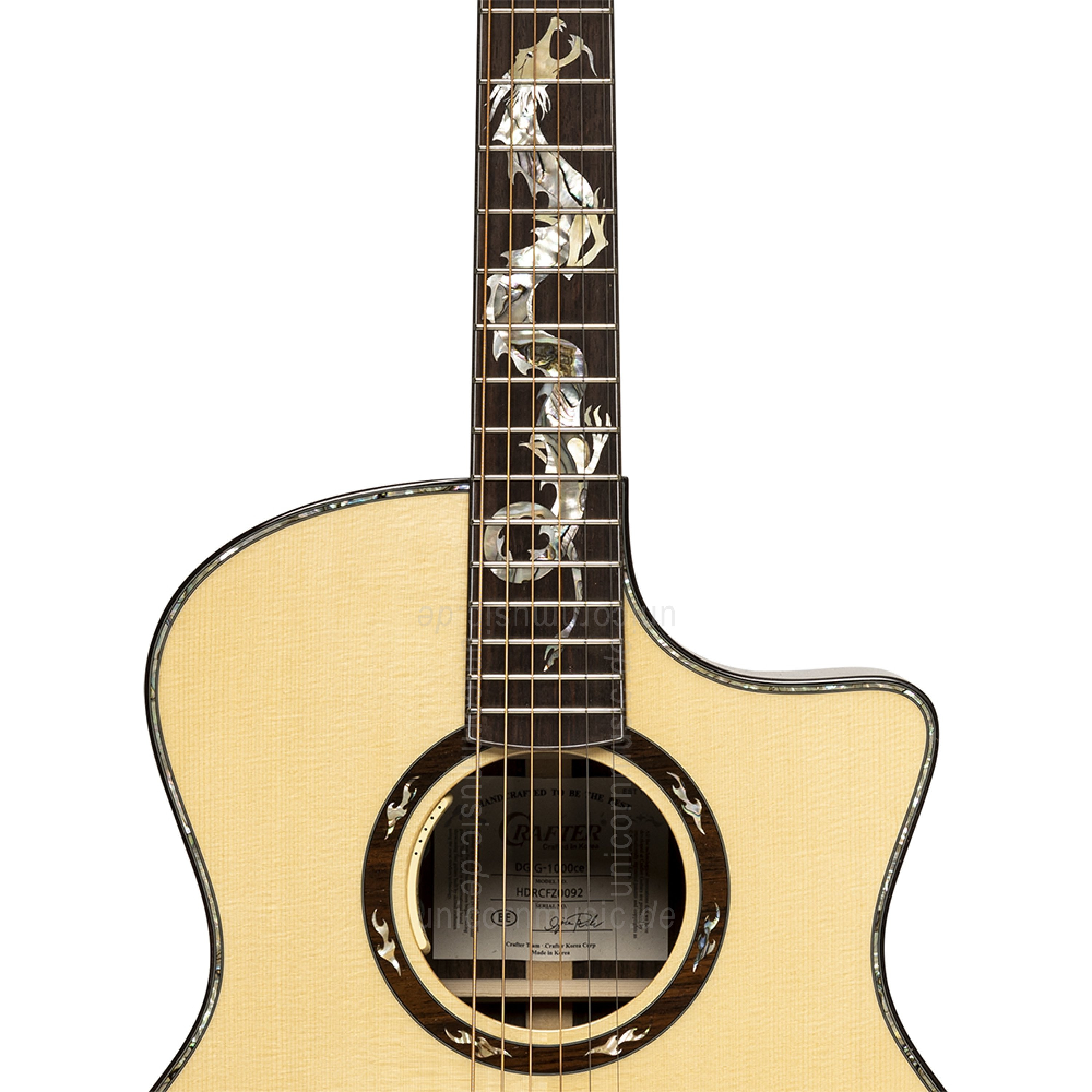 zur Artikelbeschreibung / Preis Western-Gitarre - CRAFTER G-1000ce - Dragon - Grand Auditorium - massive Fichtendecke