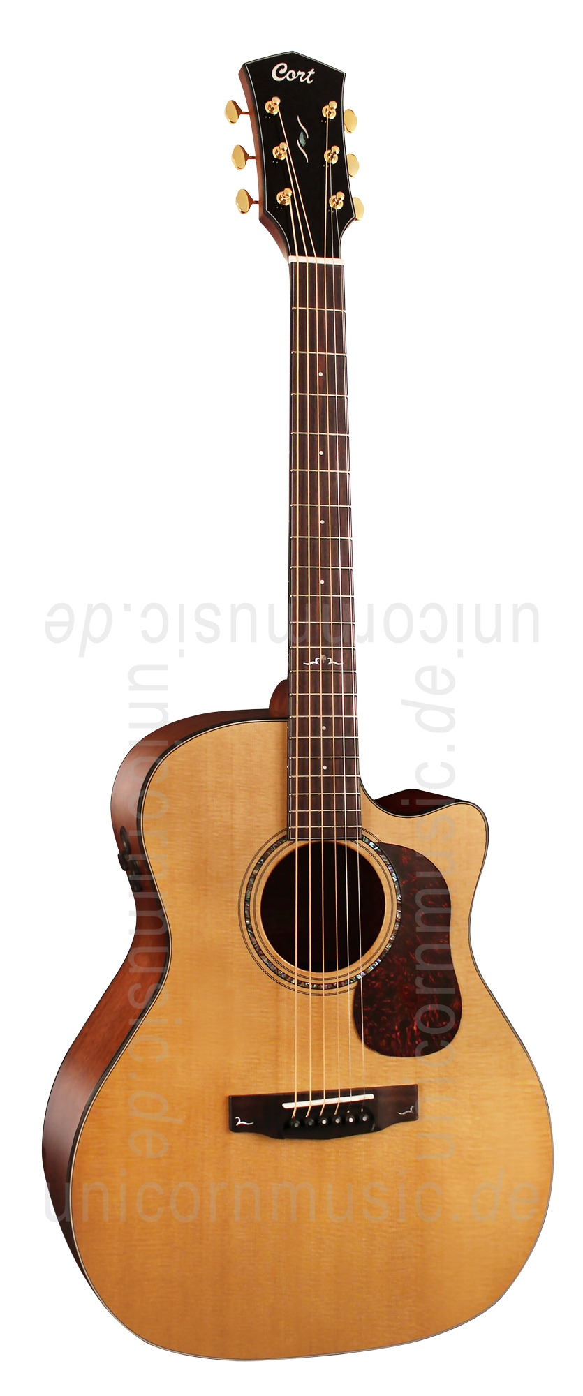 zur Artikelbeschreibung / Preis Western-Gitarre CORT Gold A6 - Auditorium- Fishman - Cutaway - vollmassive